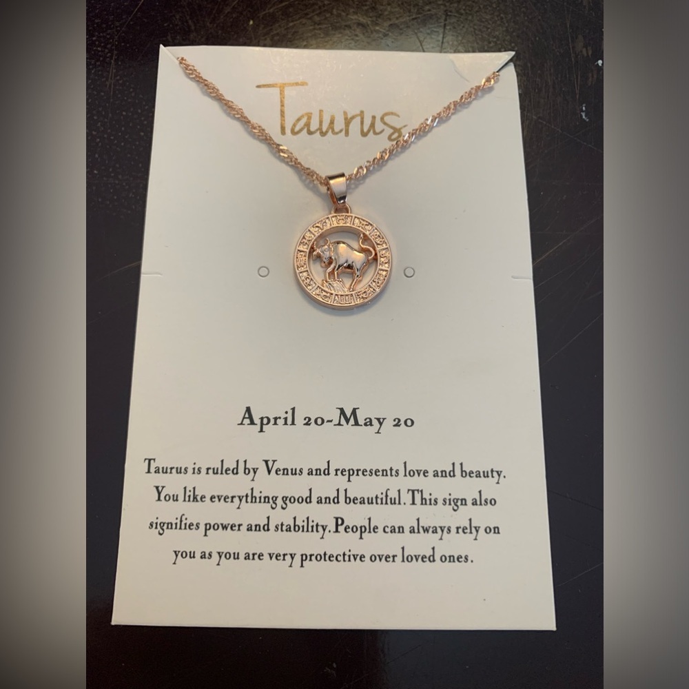 Taurus Pendant on 19” Chain in Rose Gold